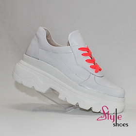 Снікерси кросівки жіночі з шкіри білого кольору "Style Shoes"