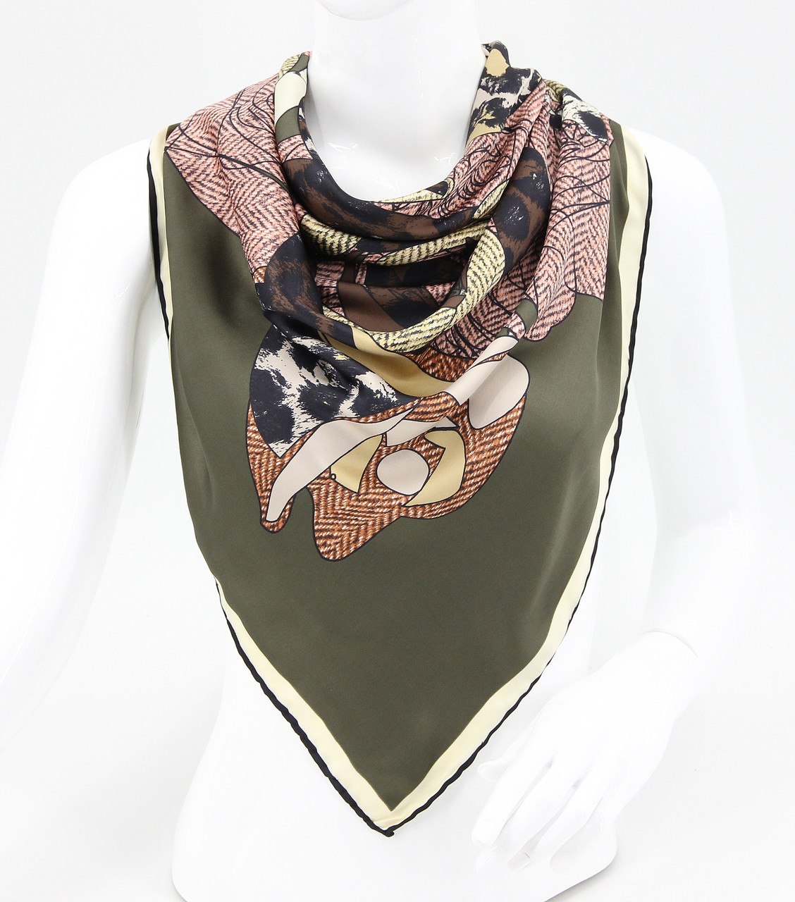 Хустка  M&JJ ІЗМІР Шовк Хакі 95х95 см (2742), фото 1