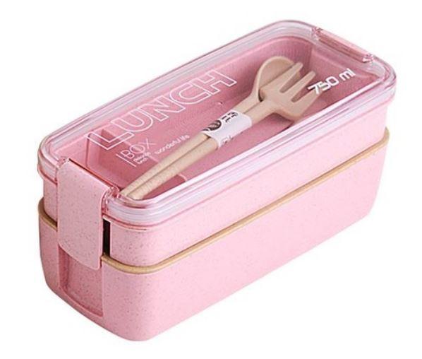 Ланч бокс подвійний Yjj-1215 5619 750мл, рожевий, фото 1