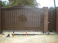 Відкатні металеві ворота (ефект жатки) ш3000, в2000, фото 3