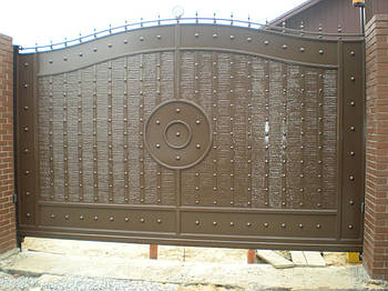 Відкатні металеві ворота (ефект жатки) ш3000, в2000