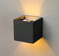 Фасадный уличный светильник DH012 2х3W черный с регулируемым углом свечения IP54 Код.56965