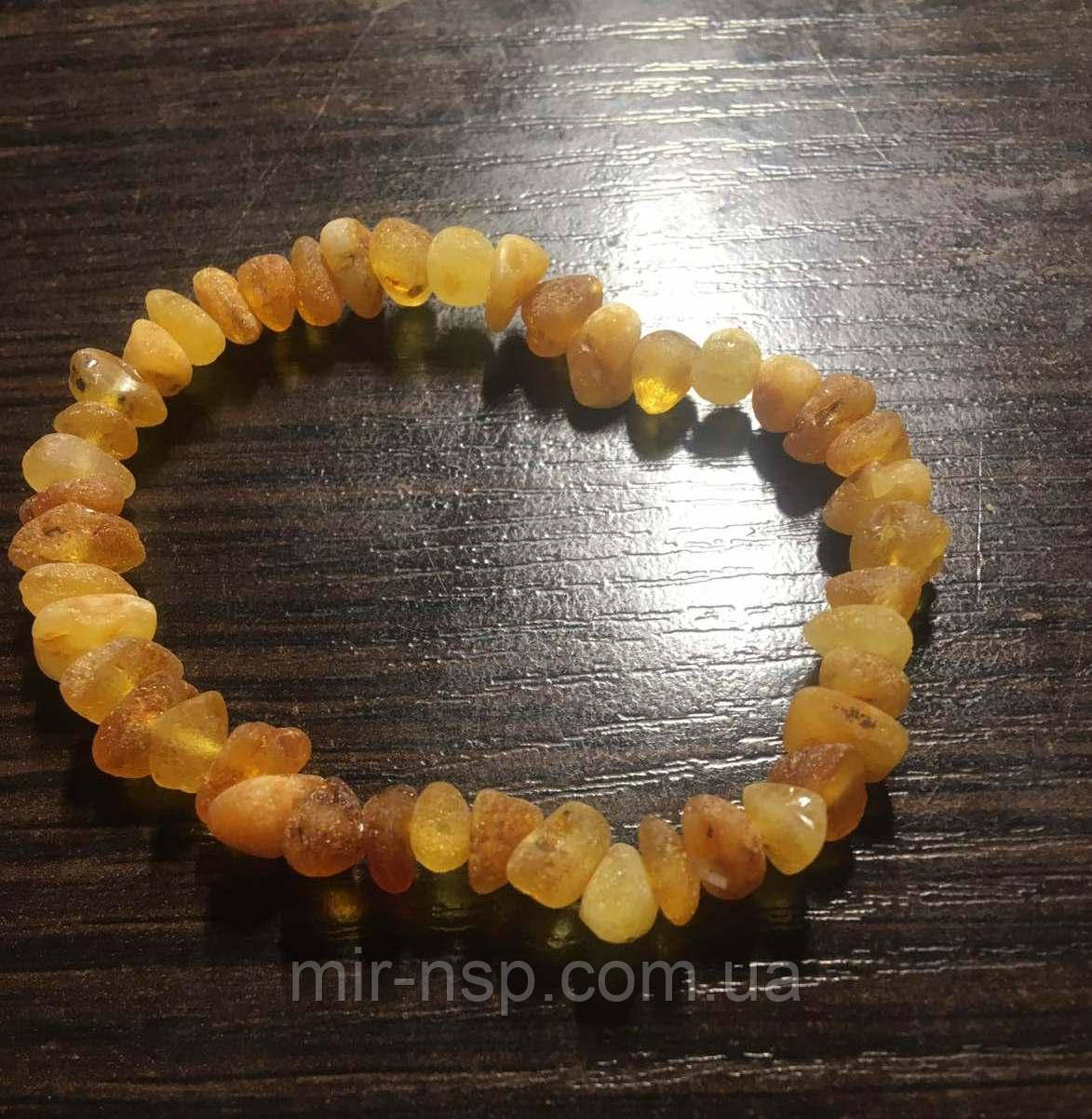 Браслет 100% натуральний необроблений бурштин вага 9 г, фото 1