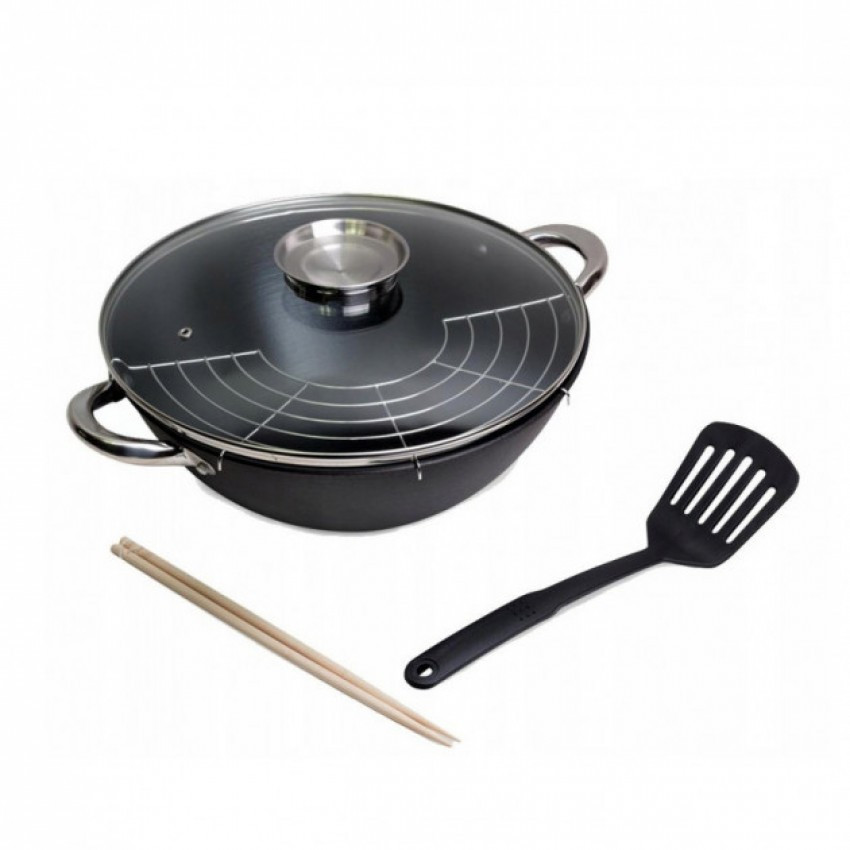 Казан чавунний Wok з антипригарним покриттям для індукції 5,6 L Kamille КМ-4807, фото 1