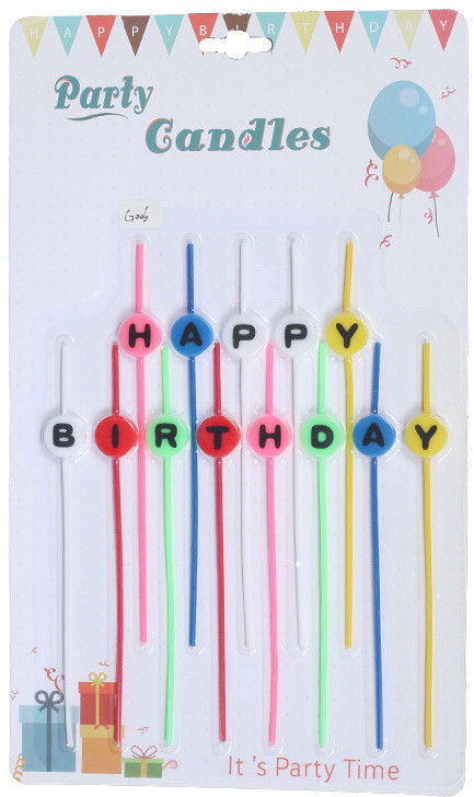 Свічки для торта букви "Happy Birthday" Розмір: 16,5см. Пр-во: Китай.