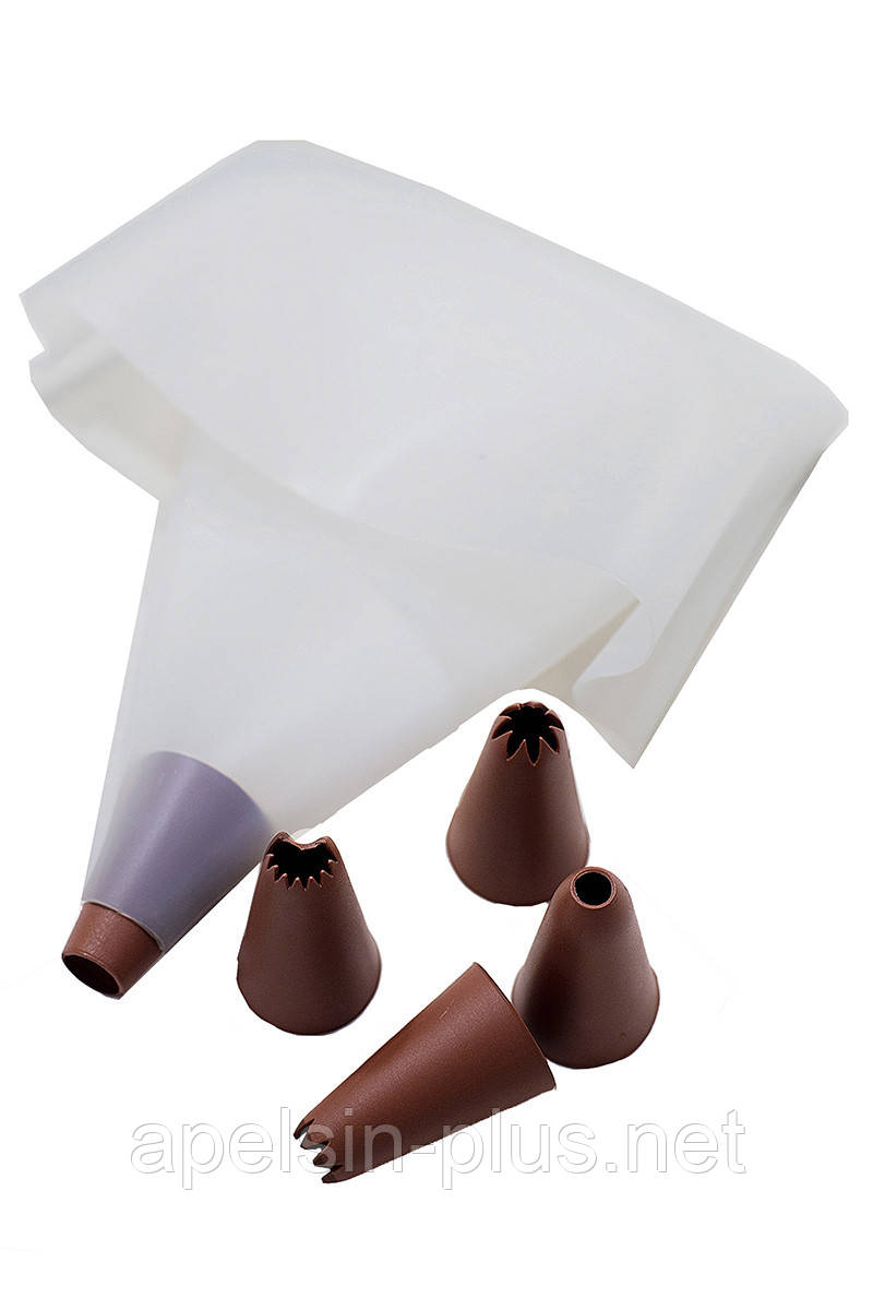 Кондитерський силіконовий мішок 29 см на 23 см і 5 насадок для крему, фото 1