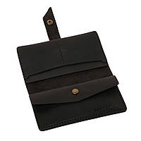 Жіночий шкіряний гаманець портмоне з натуральної шкіри ручної роботи чорне Promin на кнопці