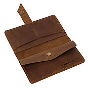 Шкіряний жіночий гаманець портмоне з натуральної шкіри ручної роботи коричневий Promin оливковий