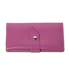 Жіночий шкіряний гаманець портмоне з натуральної шкіри ручної роботи бузкове Promin, фото 3