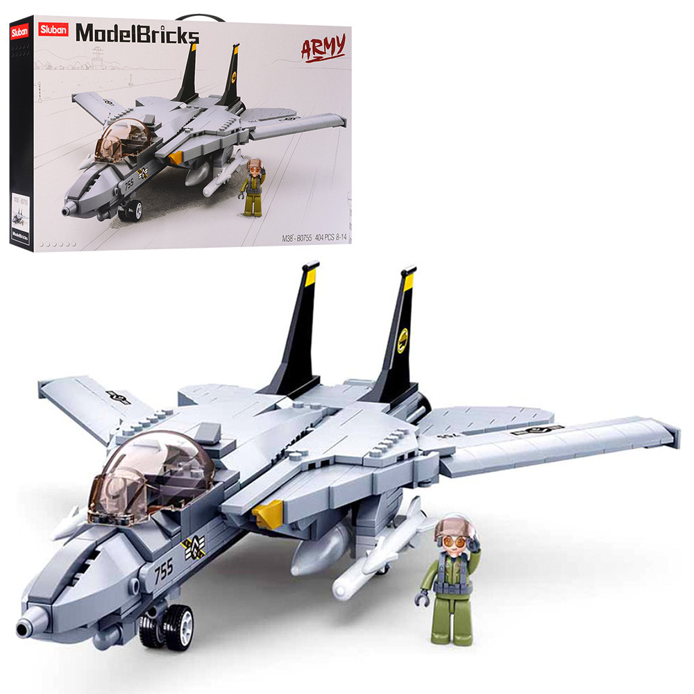 Конструктор SLUBAN M38-B0755 "Model Bricks": Військовий літак F14, 404 дет., фото 1