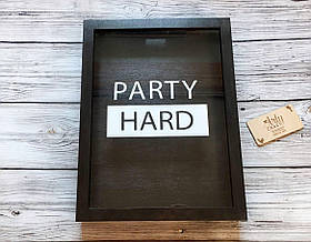 Скарбничка для пивних кришок "PARTY HARD" 36x27х5 см Палісандр