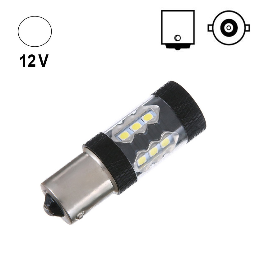 Автолампа Terra P21W/1156, цоколь BA15s, 3030x16smd, лінза, білий, 80 W, 12V