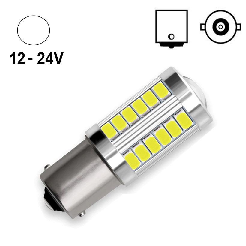 Автолампа Terra P21W/1156, цоколь BA15s, 5630x33smd, лінза, білий, 12-24V, фото 1