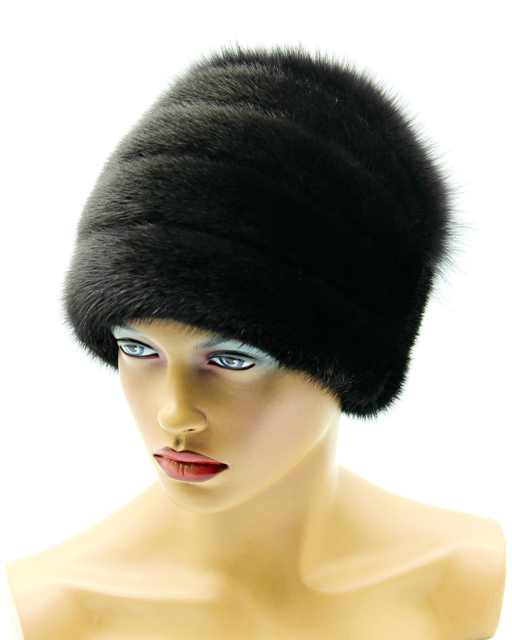 Женская норковая шапка "Ананас" с песцом, черная. - фото 3 - id-p185144231