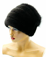 Женская норковая шапка "Ананас" с песцом, черная.