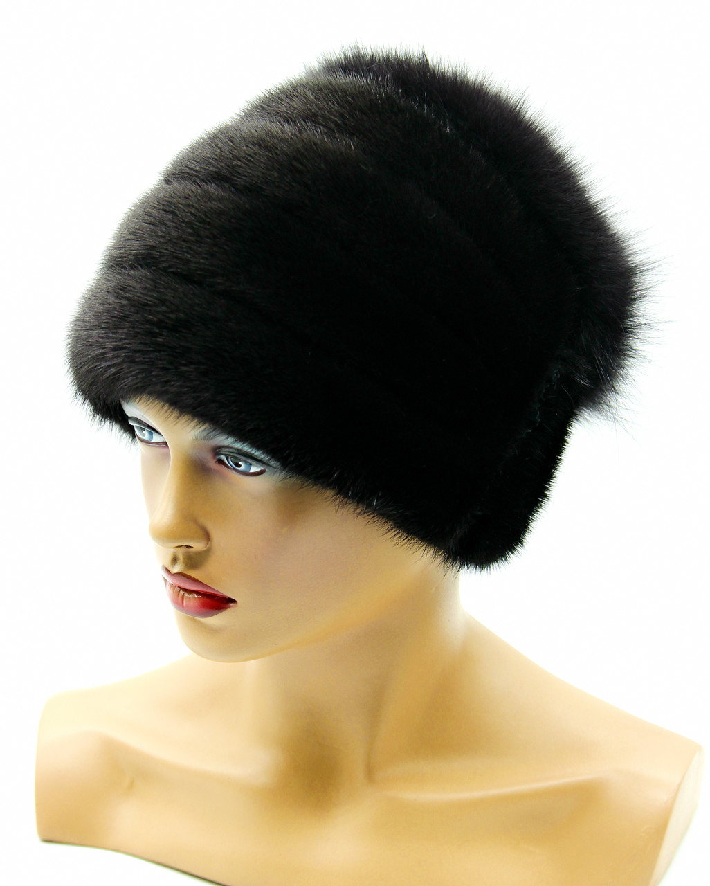 Женская норковая шапка "Ананас" с песцом, черная. - фото 1 - id-p185144231