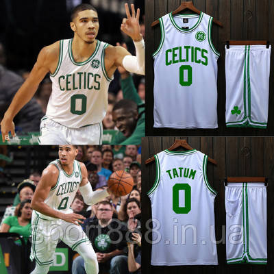 Баскетбольна біла форма Tatum No0 (майка + шорти) Boston Celtics, фото 1