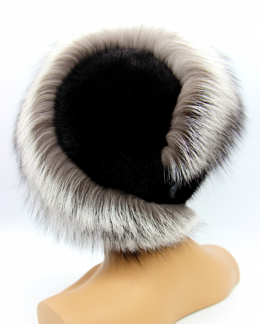 Женская меховая шапка из норки и чернобурки "Орбита" черная. - фото 3 - id-p597253692