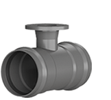 Трійник НПВХ напірний, d 225х160х225/ 90°, редукційний, розтруб/фланець/розтруб, фото 1