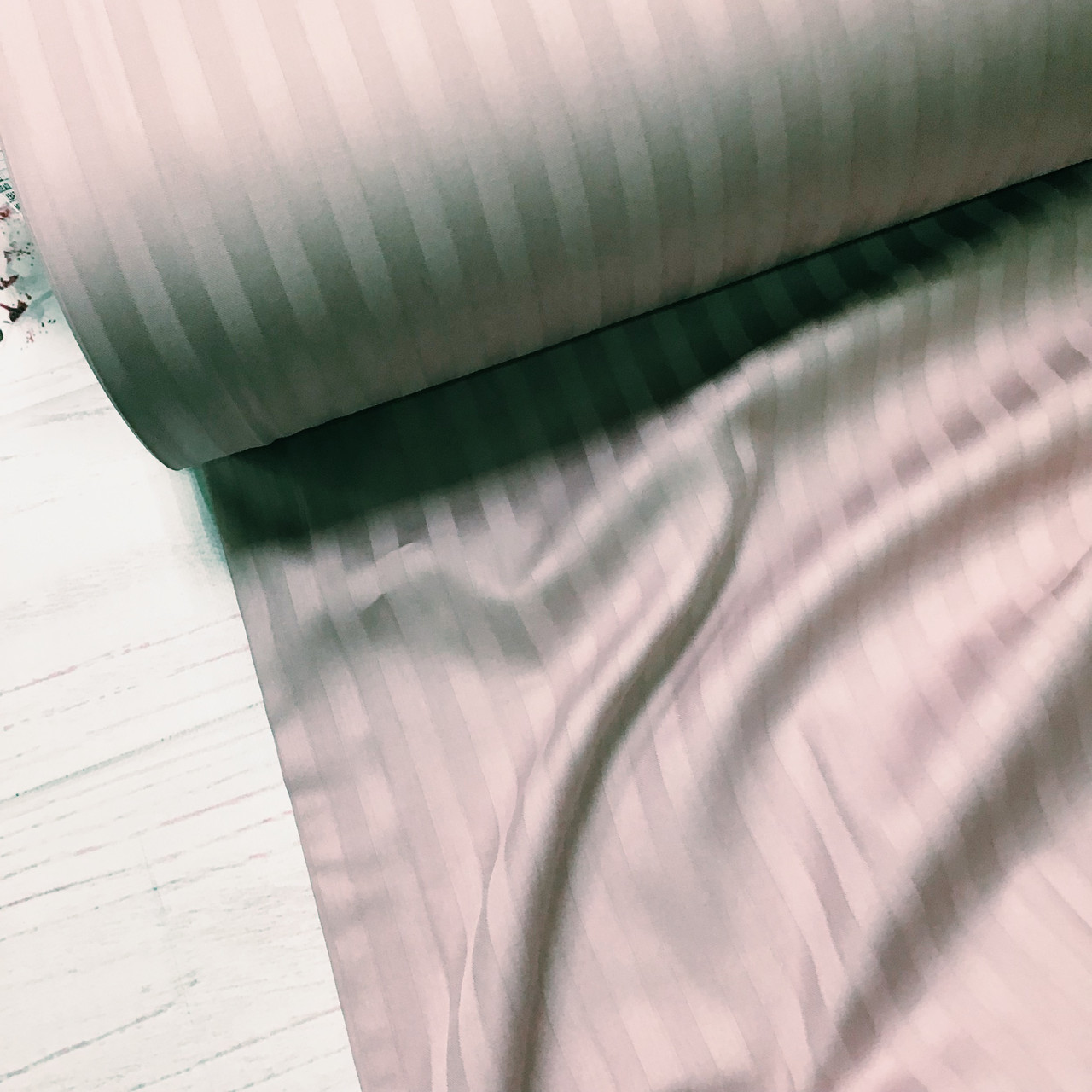 ВІДРЕЗ (0,5 * 2,4) Страйп Сатин 100% бавовна (ТУРЦІЯ шир. 2,4 м) пудрово-рожевий No84 (SAT-ST-FR-84), фото 1