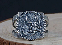 Мужское серебряное кольцо Скорпион регулируется 9.5 грамм