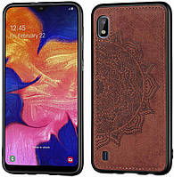 Чохол Embossed для Samsung M10 2019 / M105F бампер накладка тканинний коричневий