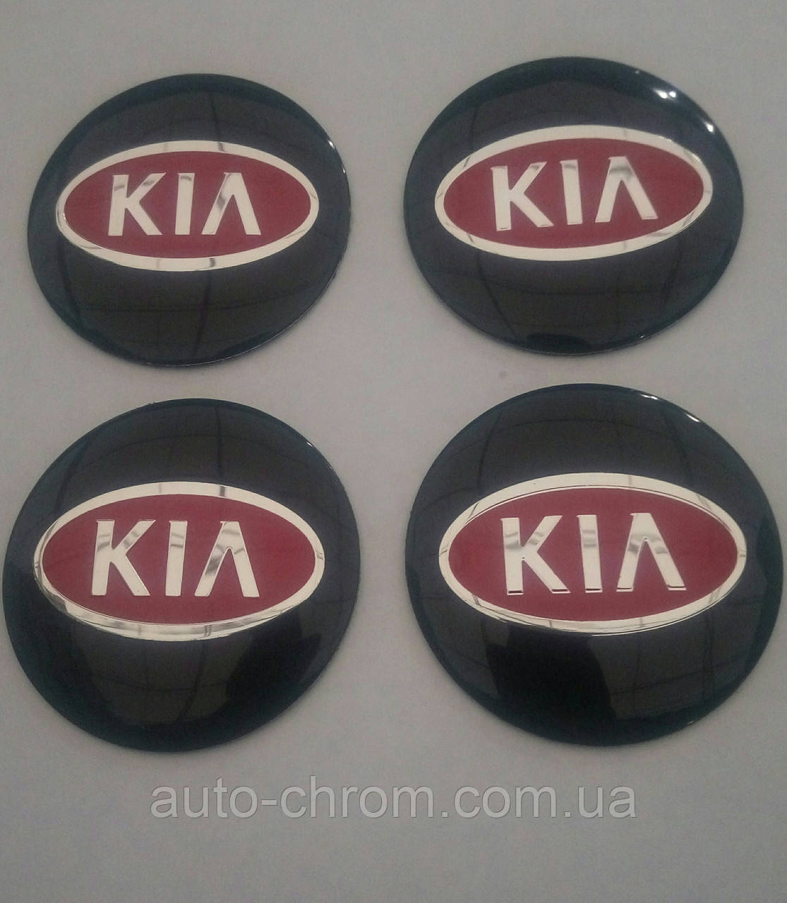 Наклейка опукла на ковпачок диска Kia 56 мм червона