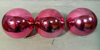 Новогоднее украшение шар гальваника розовый 12см пачка