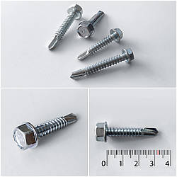 Болт зі свердлом, оцинкований, шестигранна головка, 6.3 х 32 мм