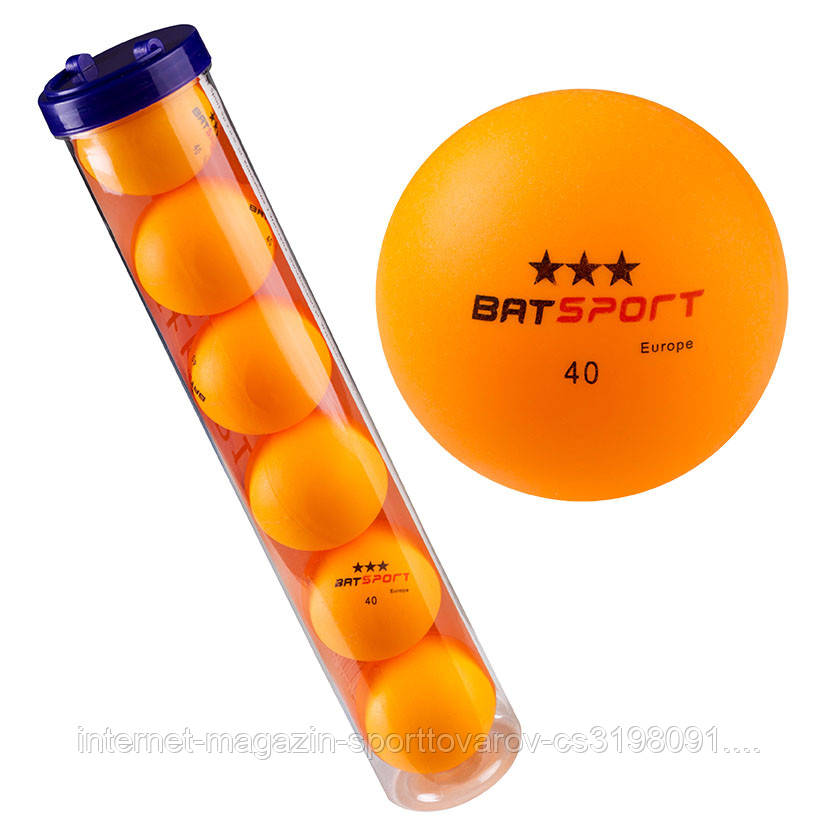 Кульки для тенісу BATSport, 6 шт., три зірки, жовтогарячий