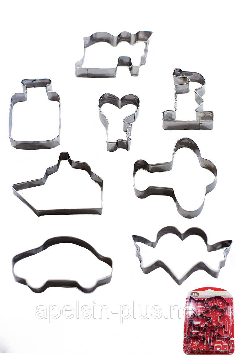 Вирубка металева для пряників і печива Транспорт набір із 8 штук, фото 1