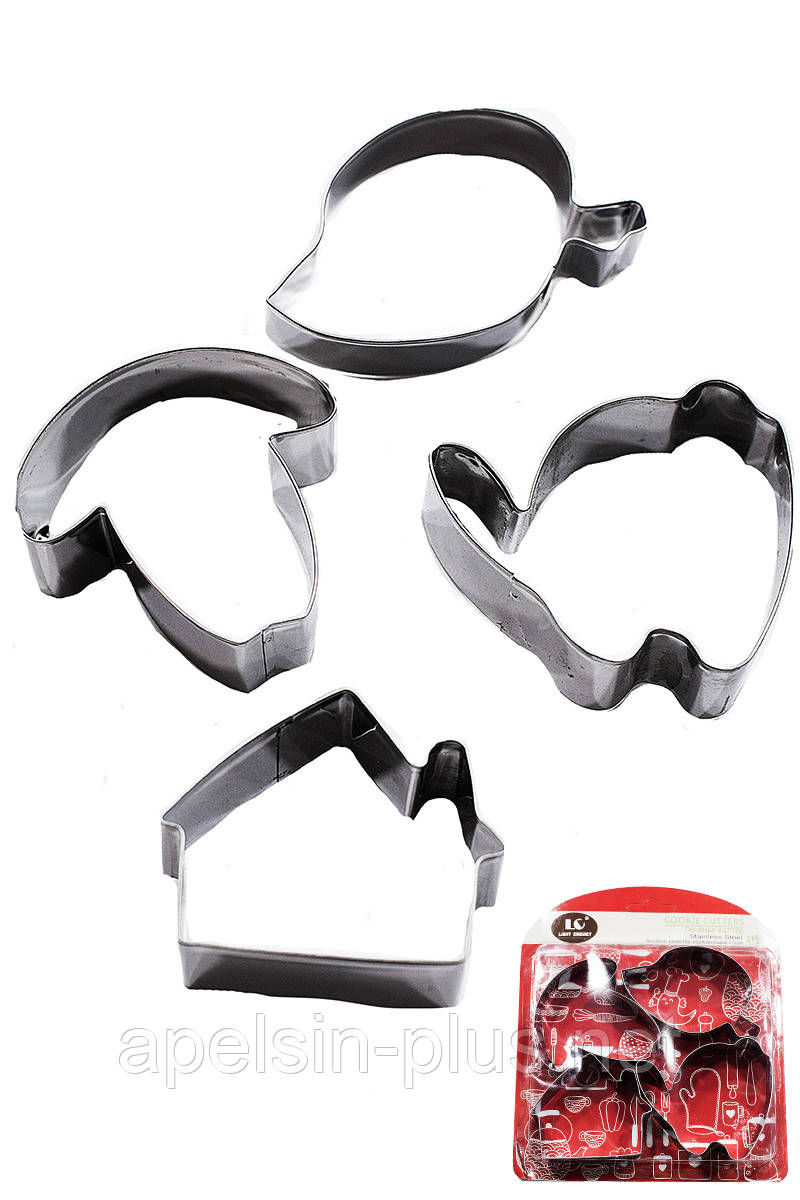 Вирубка металева для пряників і печива Будиночок набір із 4 штук, фото 1