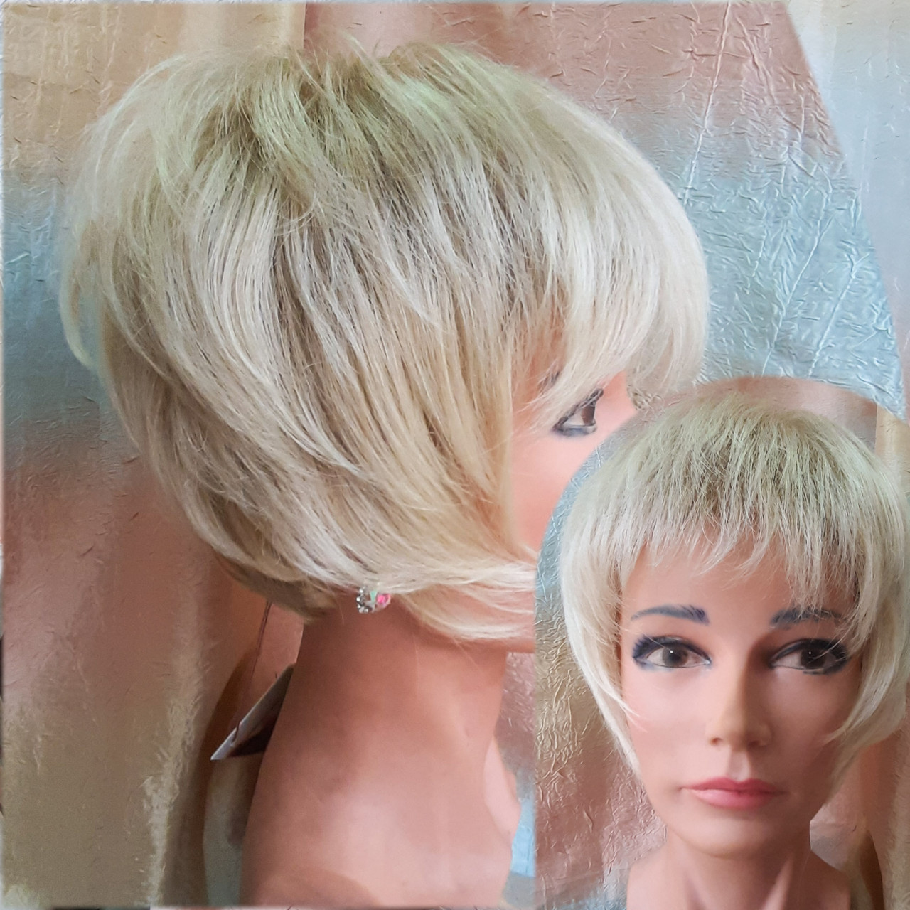 Перука боб-каре з термоволосся платиновий мікс 2851-Н16/613, фото 1