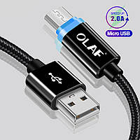 Кабель для заряджання телефону планшета USB - micro USB 1м. Зарядний провід шнур microUSB мікро ЮСБ W22