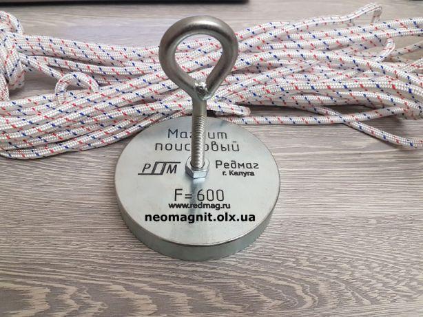ПІСКОВИЙ МАГНІТ F-600 РЕДМАГ ⭐ Сила 600 кг неодимовий + ТРОС у ПОДАРУНОК!, фото 1