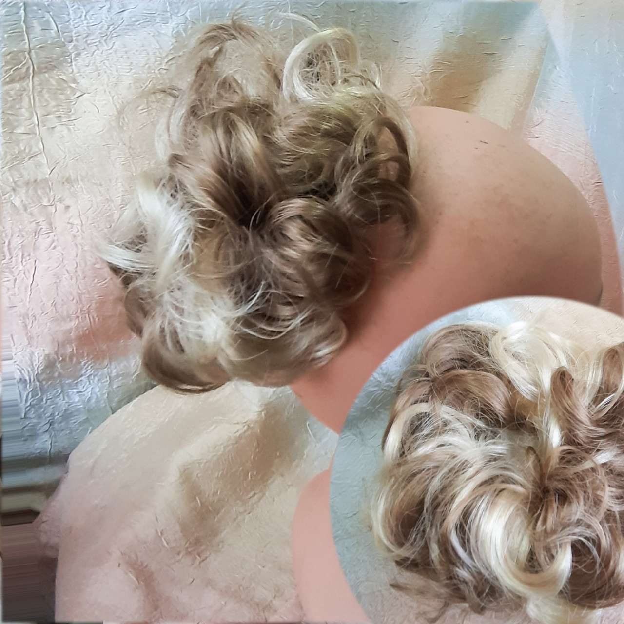 Гумка шиньон з канекалона платіновий мікс 0215V-15Н613, фото 1