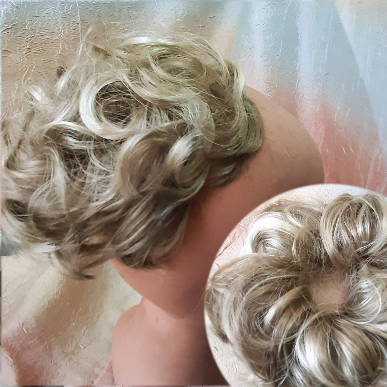 Гумка шиньон з канекалона пісочний блонд мікс  0215V-H16/613, фото 1