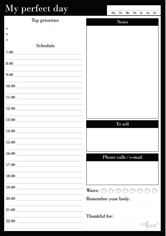 Планувальник щоденник My perfect day Класик LifeFLUX А5 62 листа Чорно-білий (LFDAEPBW006)