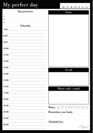 Планувальник щоденник My perfect day Класик LifeFLUX А5 62 аркуші Чорно-білий