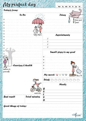 Планувальник щоденник My perfect day Мотивувальний LifeFLUX А5 62 аркуші Бірюзовий
