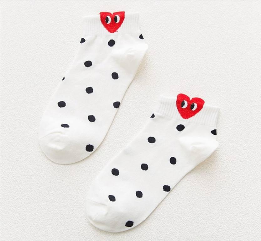 Шкарпетки жіночі Стильні Сердечка в горошок 35-38 Білий з принтом