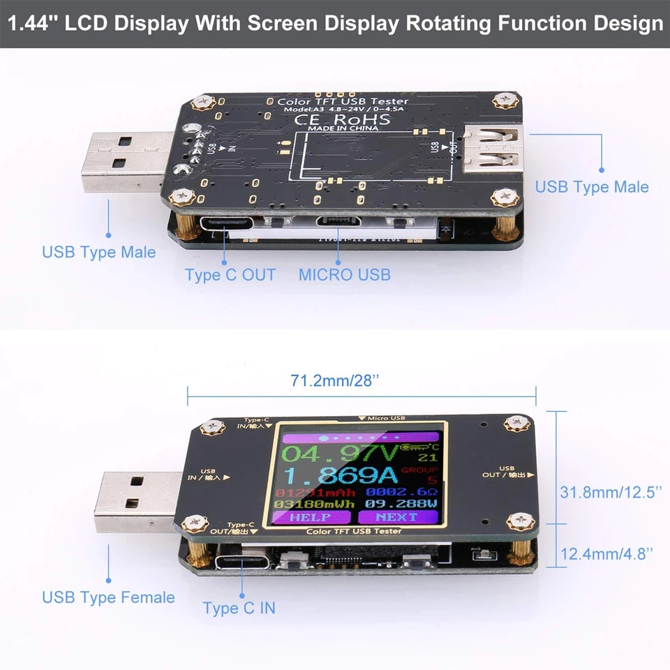 Usb тестер, вольтметр амперметр UT21 з Bluetooth