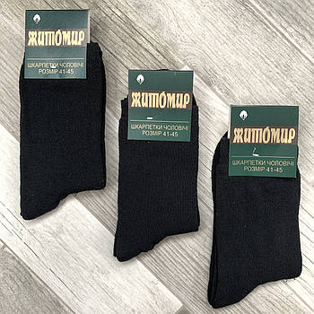 Шкарпетки чоловічі махрові бавовна Житомир, Україна, 41-45 розмір, чорні, 001М