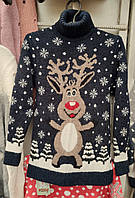 В'язаний вовняний светр із оленям для дівчаток 6-7,8-9 років
