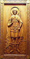 Икона резная деревянная "Св. Муч. Дмитрий Солунский" (35х17.5см)