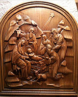 Панно резное на дереве "Рождество Христа" (30х26.5см)