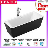 Отдельностоящая прямоугольная ванна 180x80 см Volle 12-22-110black черно/белая