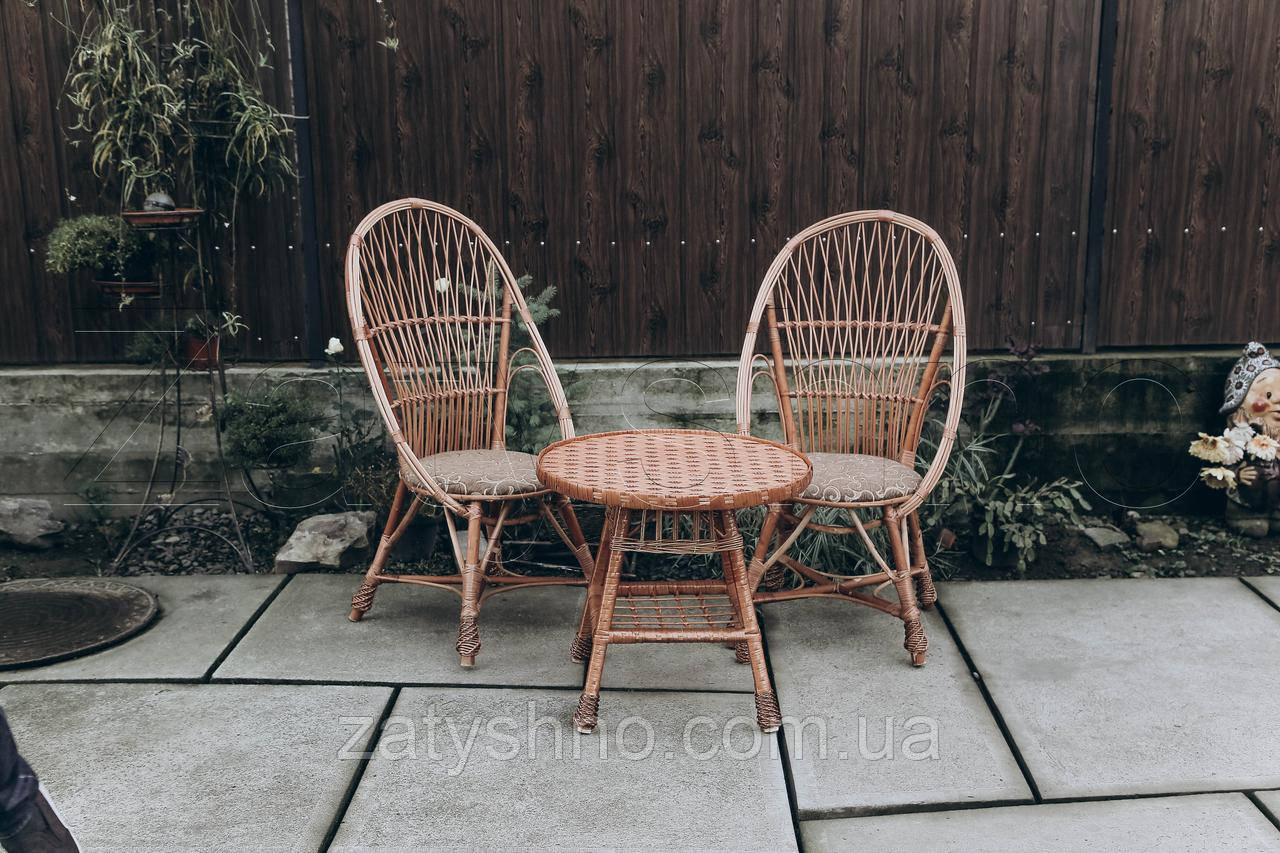 Садовая плетеная мебель на 2 человека | кресла плетеные из лозы | плетеные 2 кресла стол - фото 2 - id-p1100816803