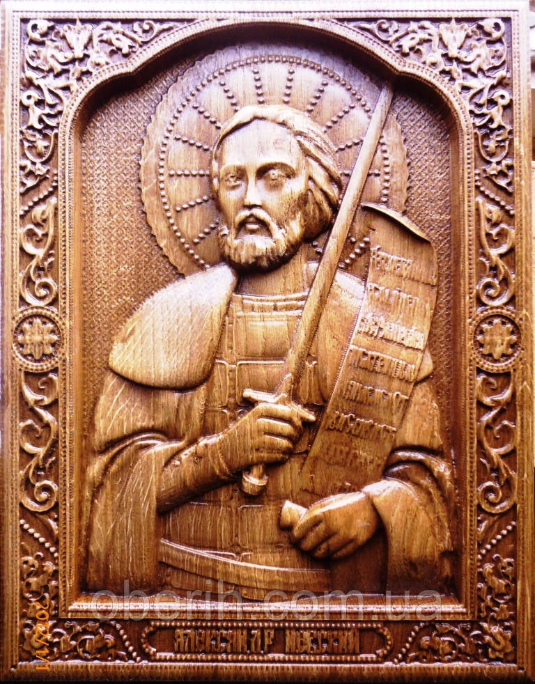 Ікона різна дерев'яна "Св. Дракон Олександр" (30х23см)