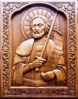 Икона резная деревянная "Св. Князь Александр" (30х23см)